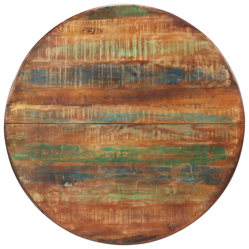 Table à manger Ø110x78 cm en bois massif de récupération et acier