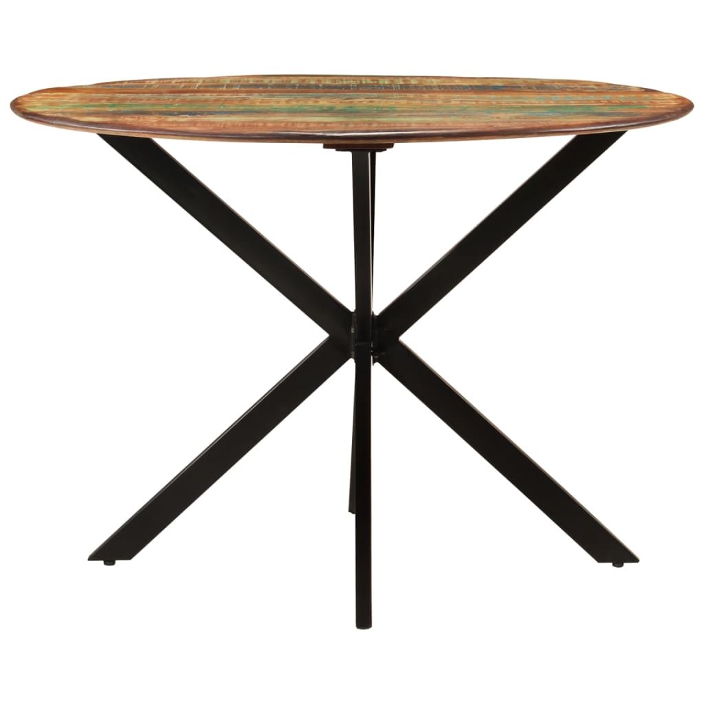 Table à manger Ø110x78 cm en bois massif de récupération et acier