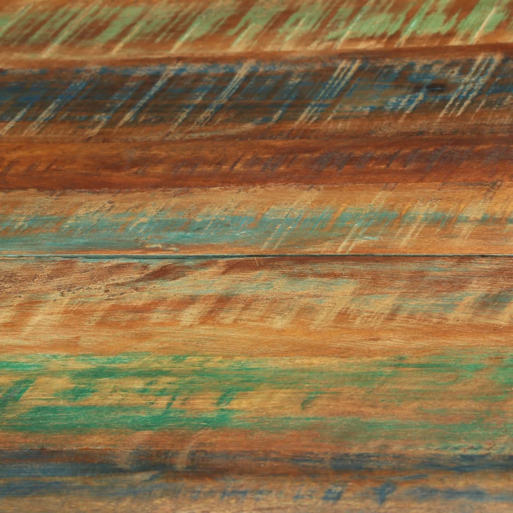 Table à manger Ø110x78 cm en bois massif de récupération et acier