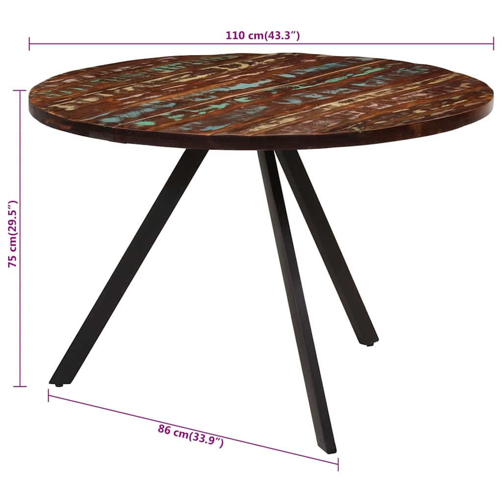 Table à manger 110x75 cm en bois massif recyclé