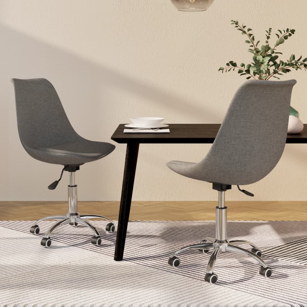 Dining chairs 2 pcs. Swivel light grey fabric