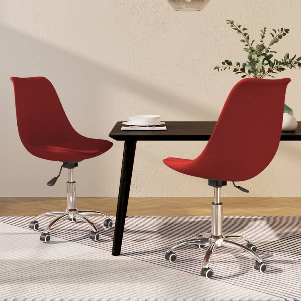 Dining chairs 2 pcs. Swivel wine red fabric