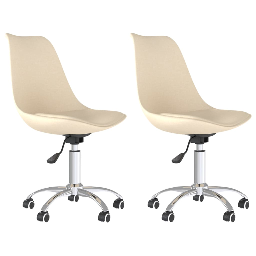 Dining chairs 2 pcs. Swivel cream fabric