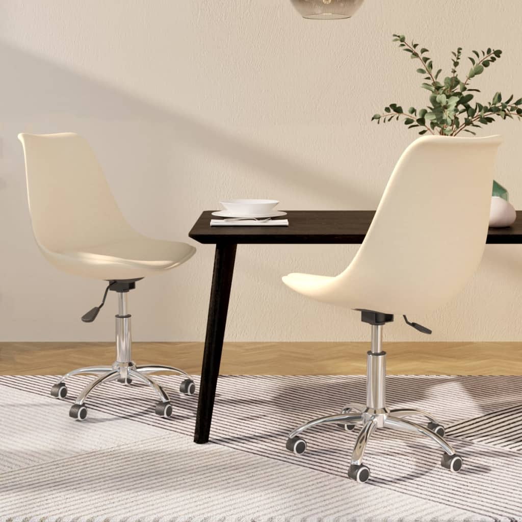 Dining chairs 2 pcs. Swivel cream fabric