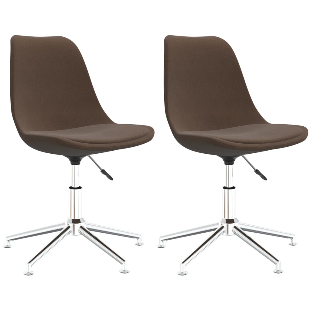 Dining Chairs 2 pcs. Swivel Brown Fabric