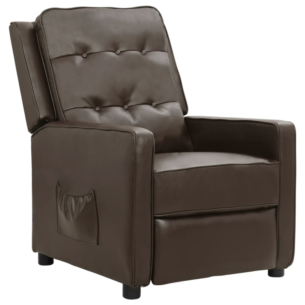 Relaxsessel Braun Glänzendes Kunstleder