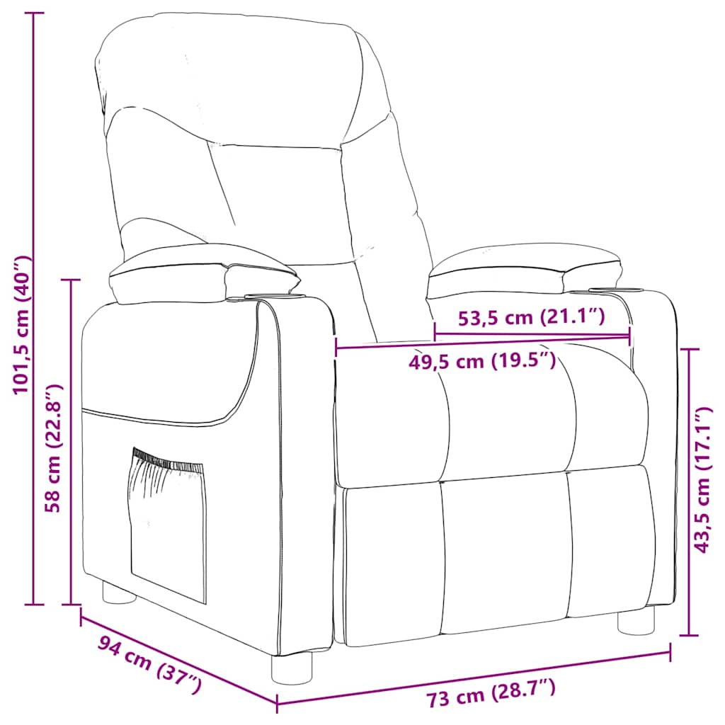 Massagesessel Dunkelbraun Stoff