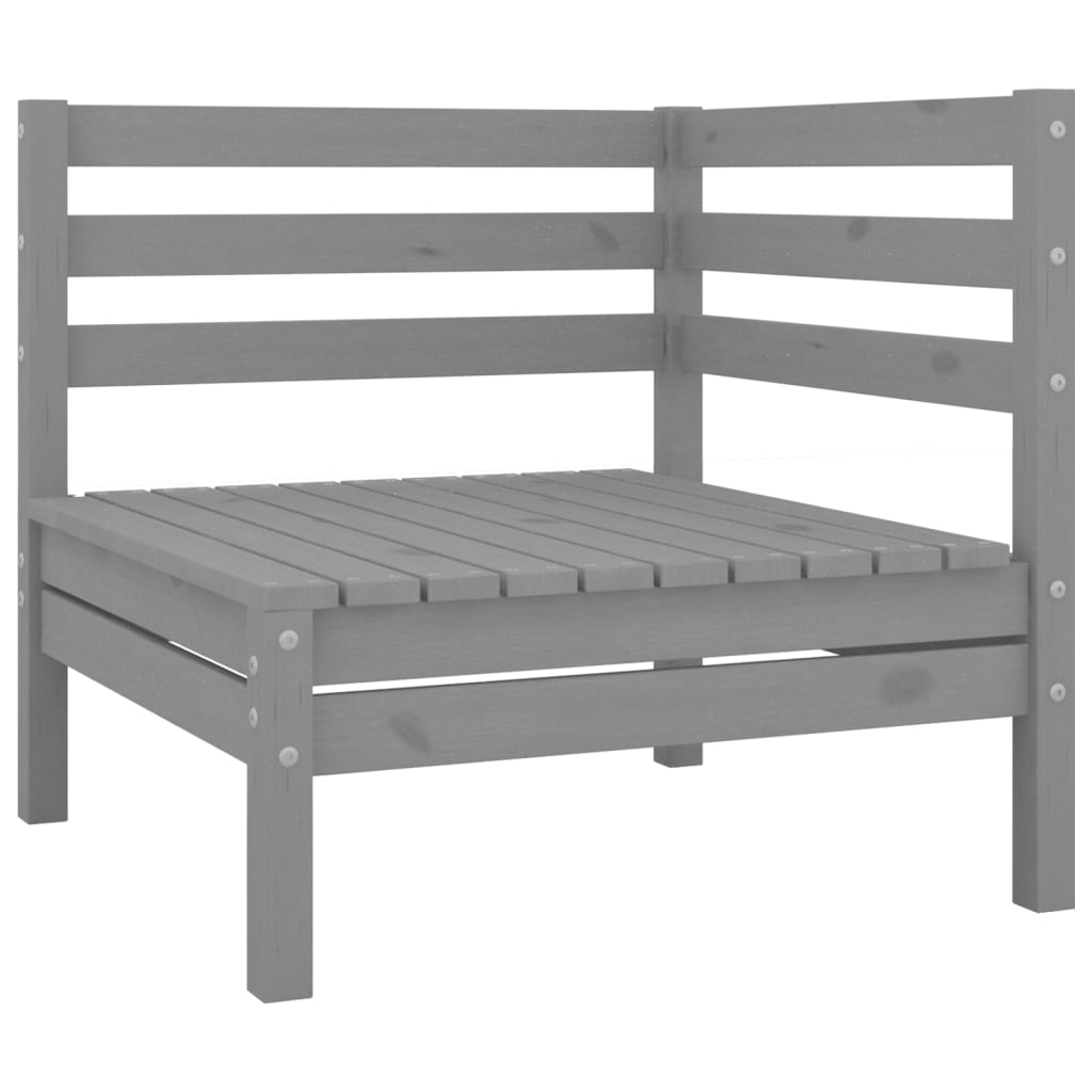 2-seater garden sofa grey solid pine wood