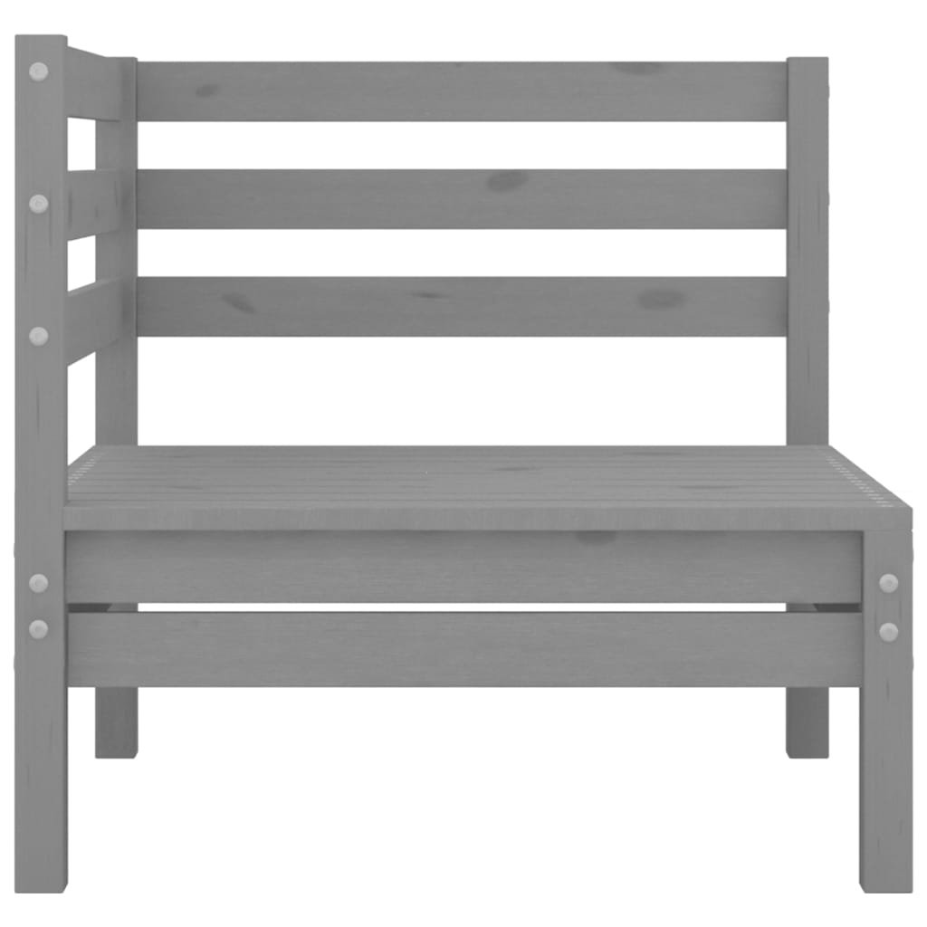 2-seater garden sofa grey solid pine wood