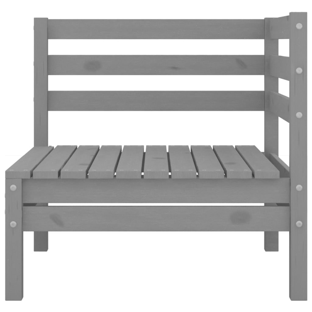 2-seater garden sofa grey solid pine wood