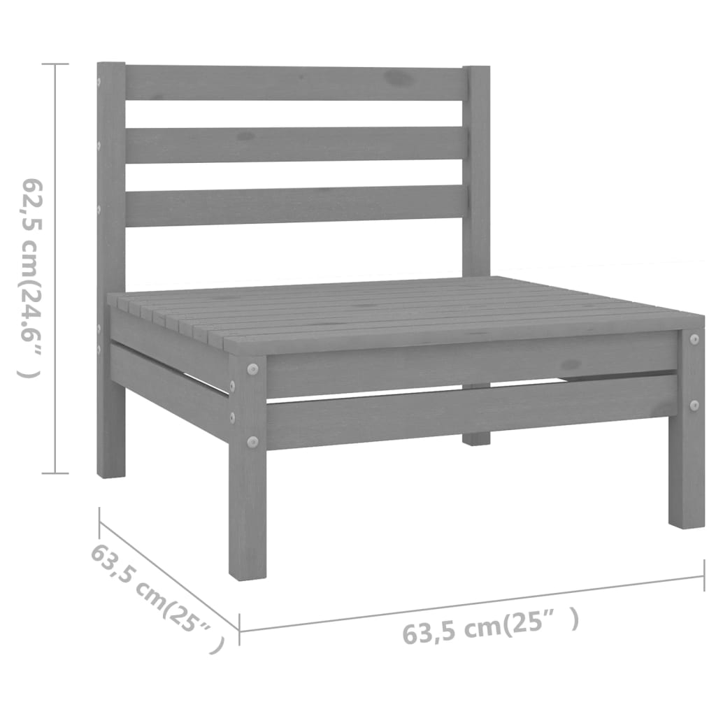 6-tlg. Garten-Lounge-Set Grau Kiefer Massivholz