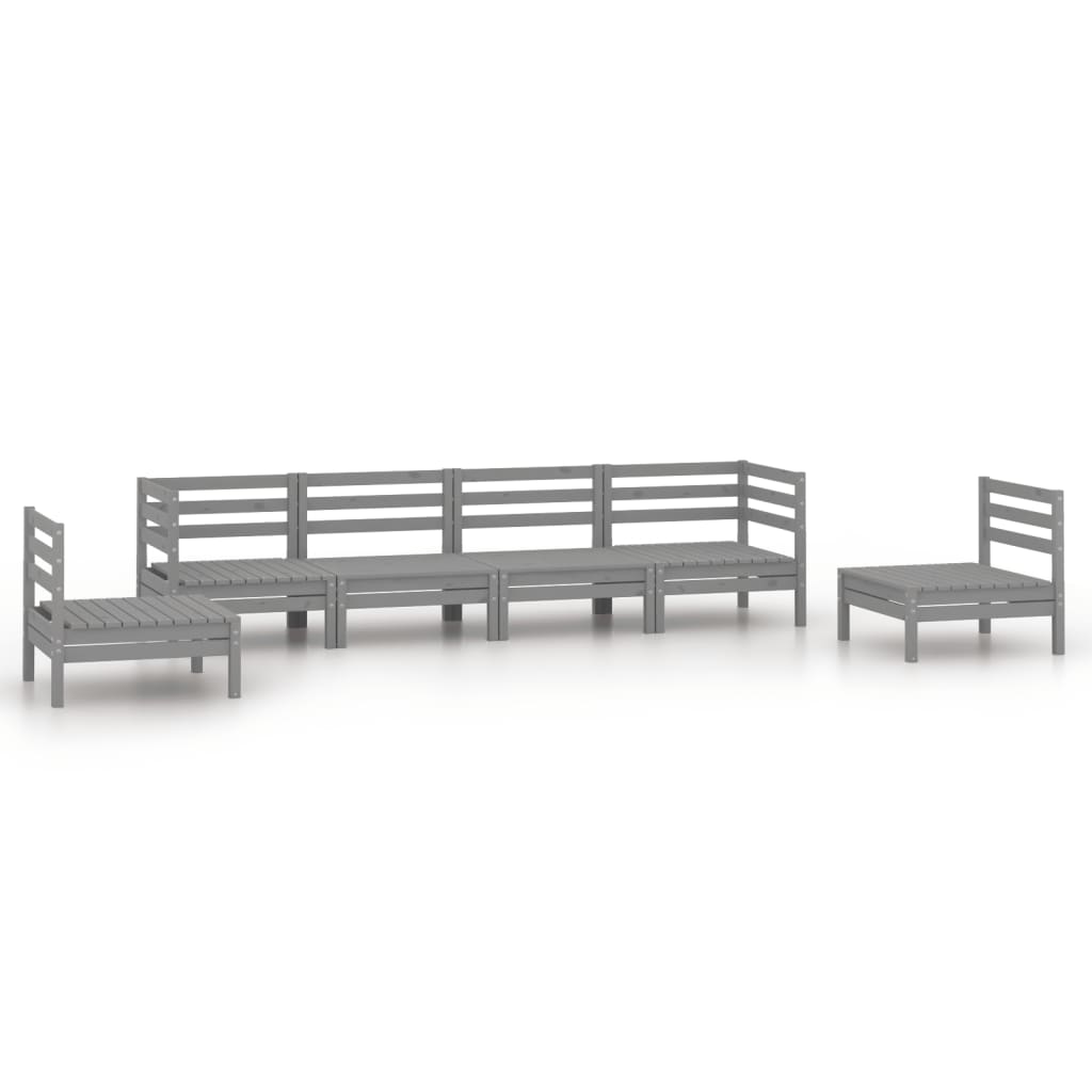 6-piece garden lounge set, grey pine solid wood