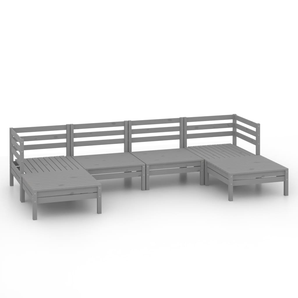 6-piece garden lounge set, grey, solid pine wood