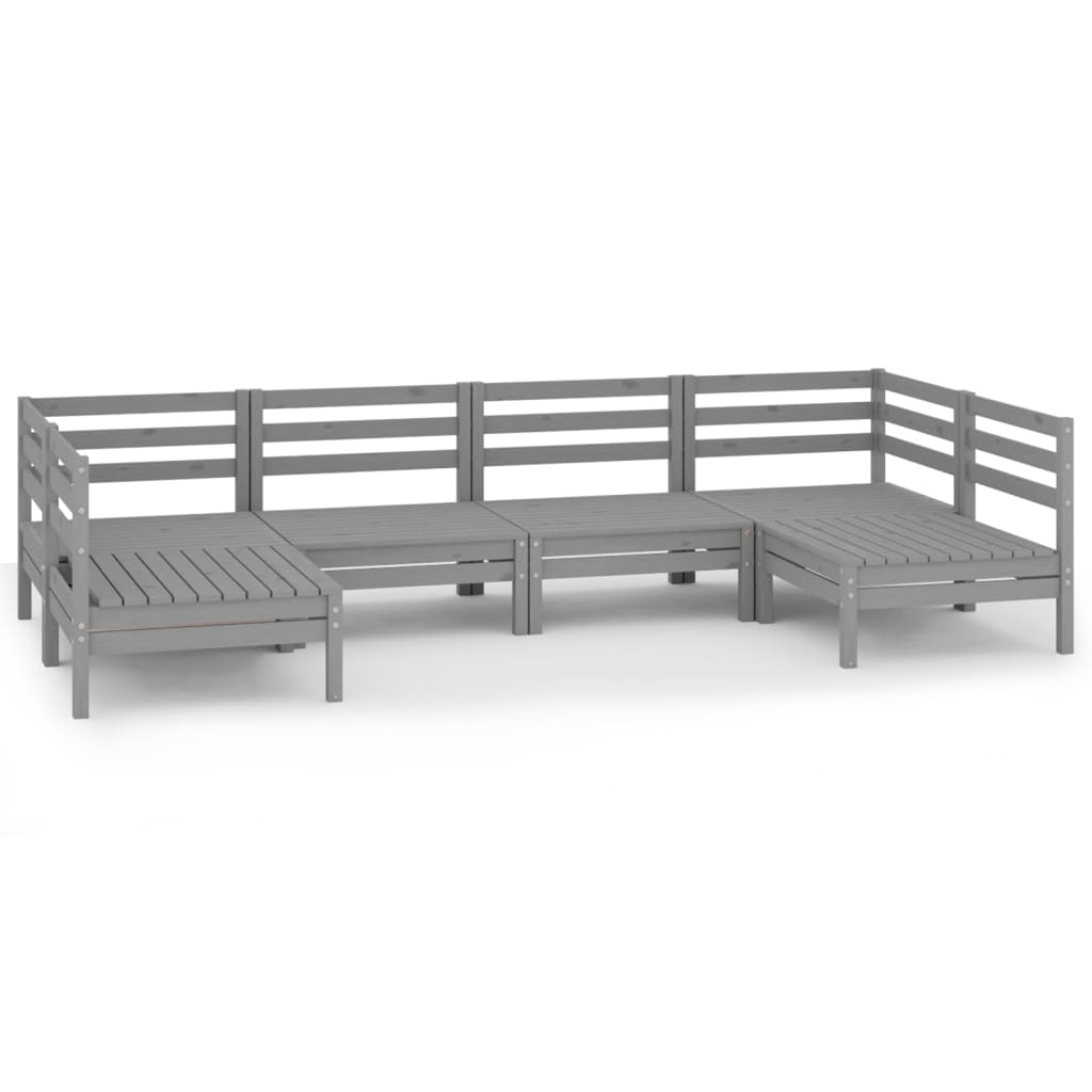6-piece garden lounge set, grey, solid pine wood