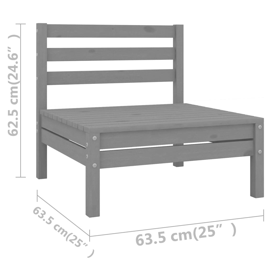 6-piece garden lounge set, grey, solid pine wood