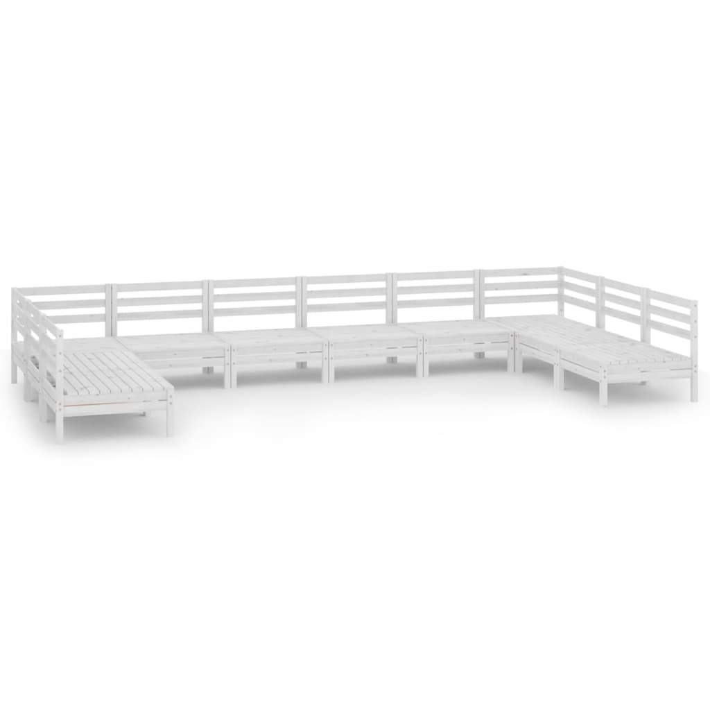 10-piece garden lounge set white solid pine