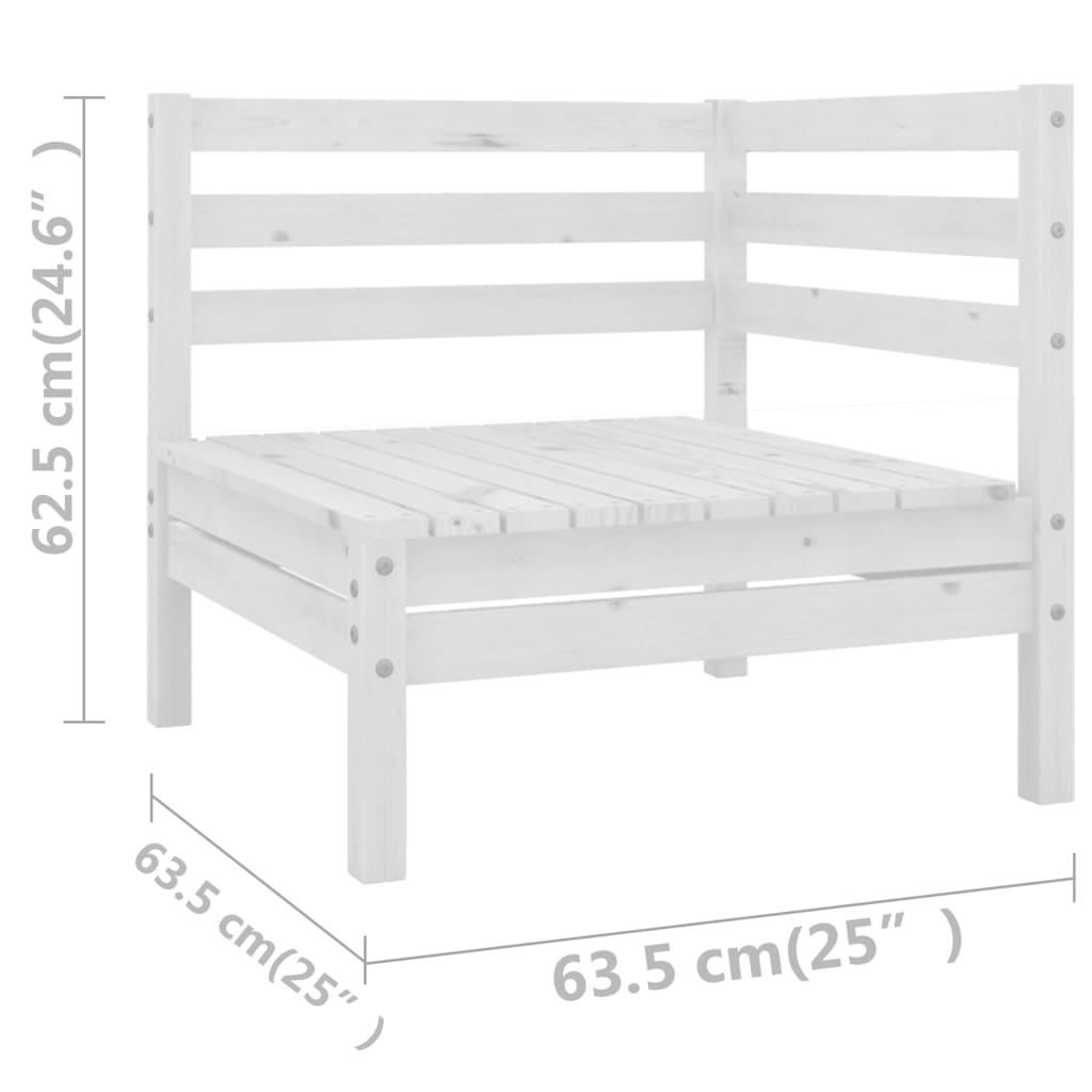 10-piece garden lounge set white solid pine