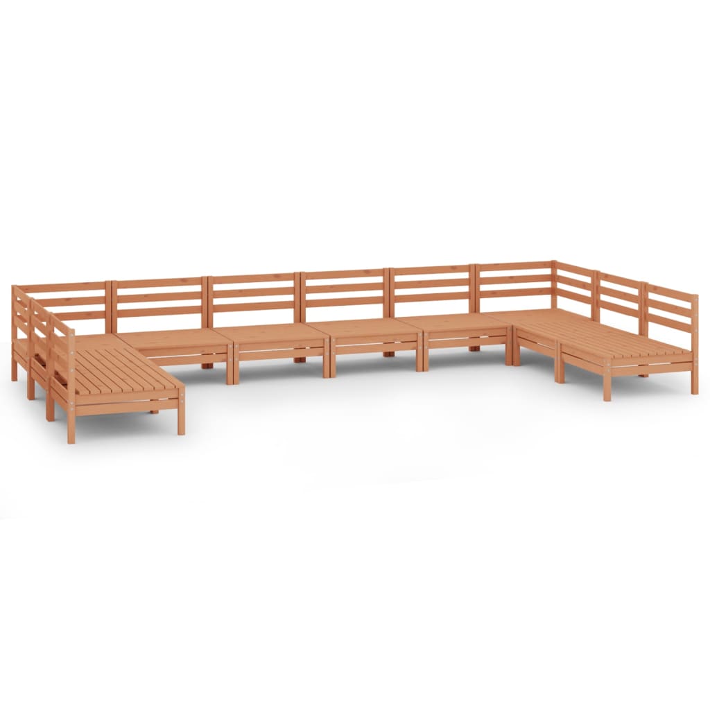 10-piece garden lounge set, honey brown, solid pine wood