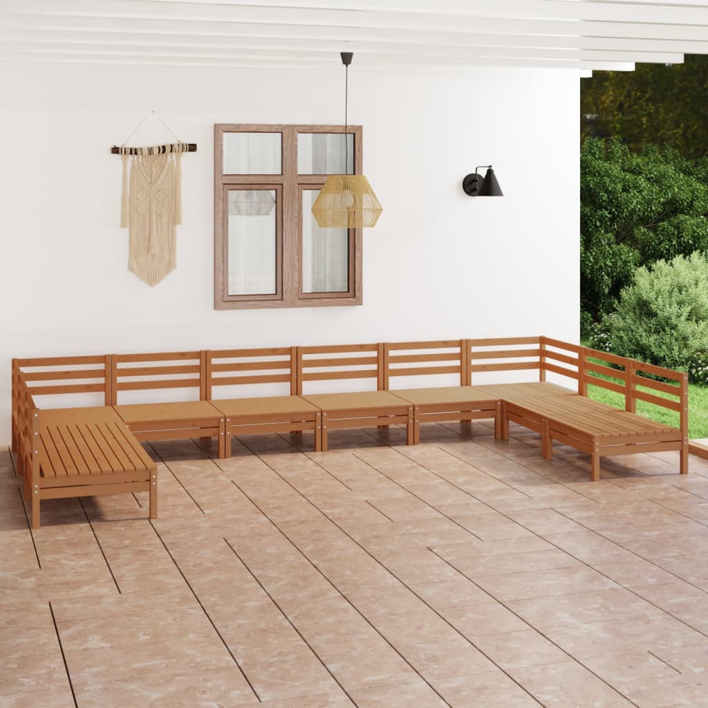 10-piece garden lounge set, honey brown, solid pine wood