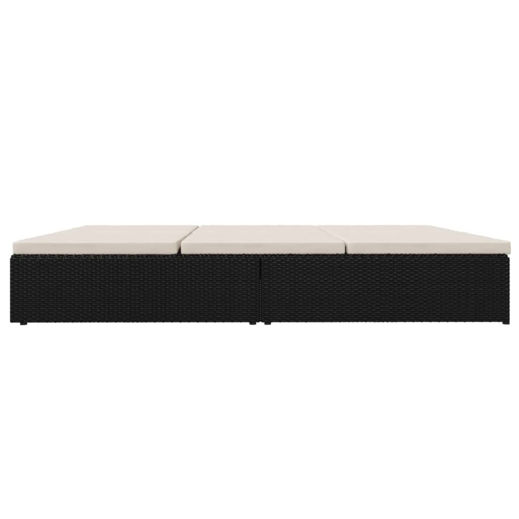 Chaise longue avec coussins en résine tressée noire