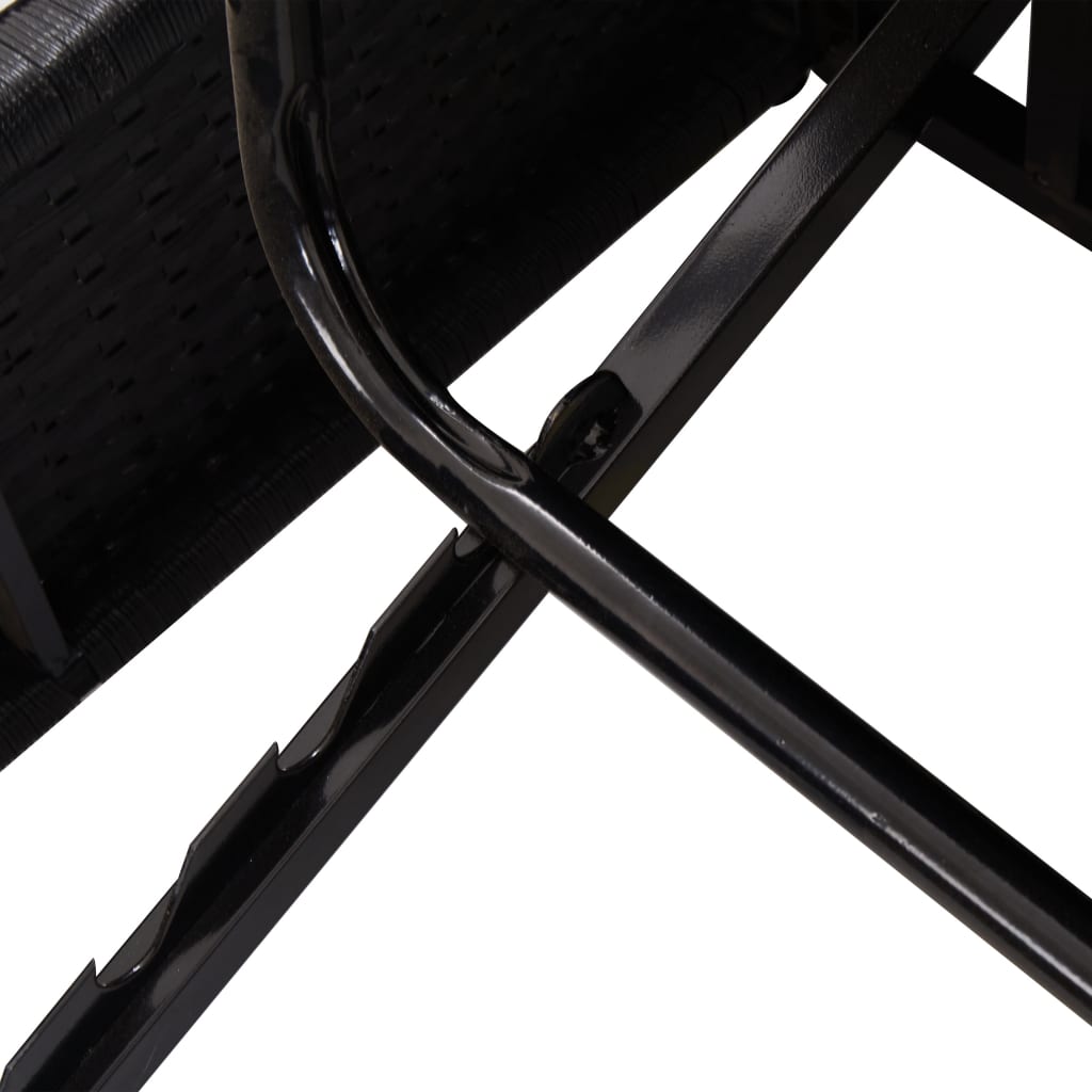 Chaise longue avec coussins en résine tressée noire
