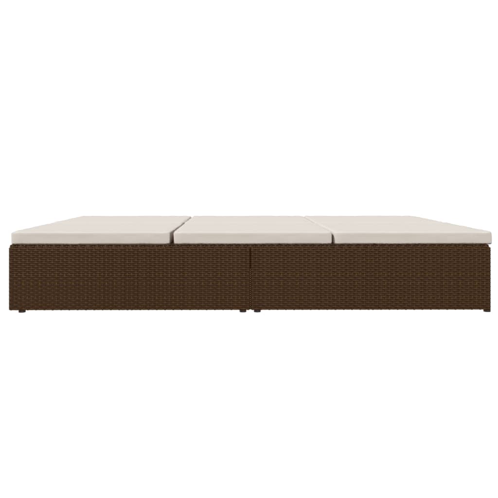Chaise longue avec coussins en résine tressée marron