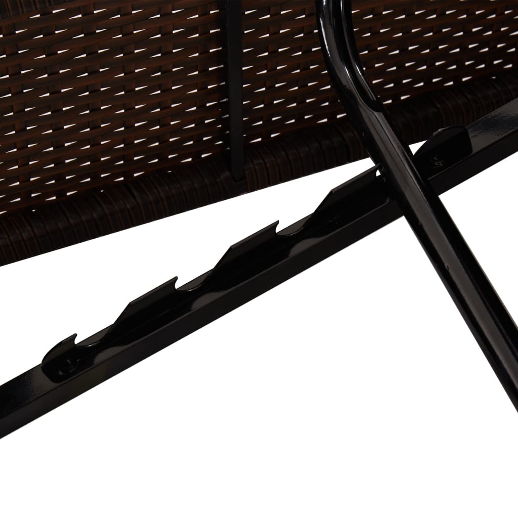 Chaise longue avec coussins en résine tressée marron