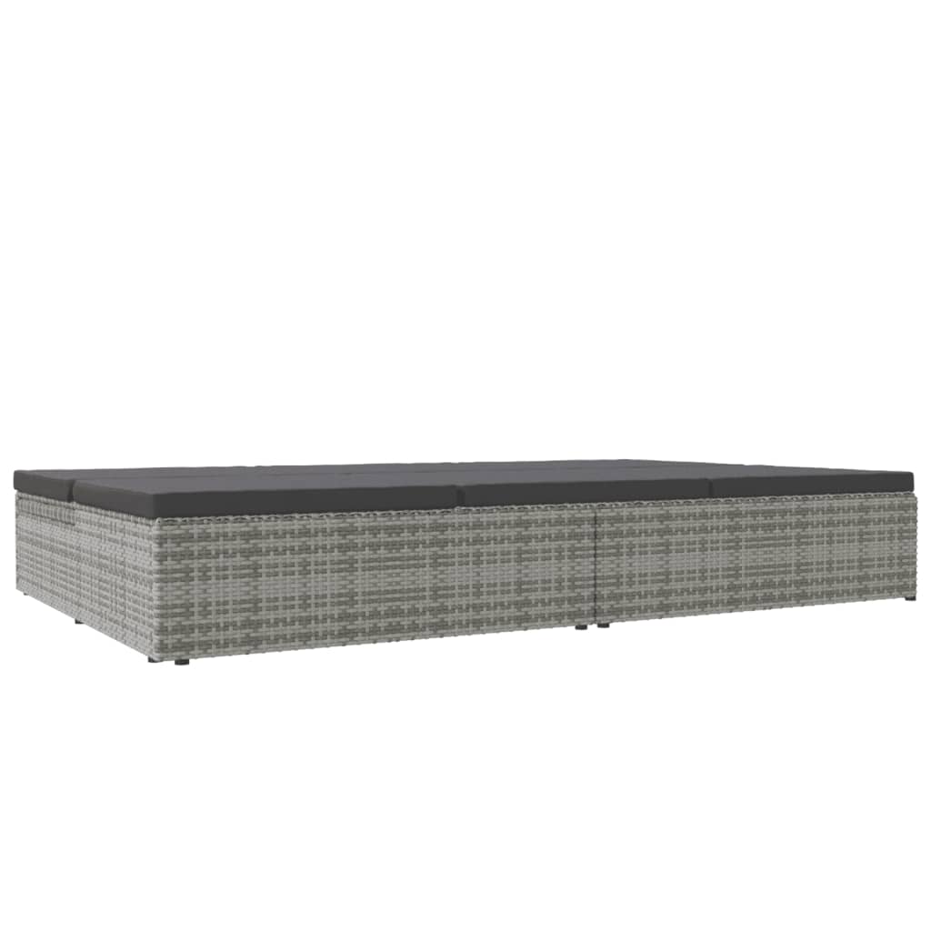 Chaise longue avec coussins en résine tressée gris foncé