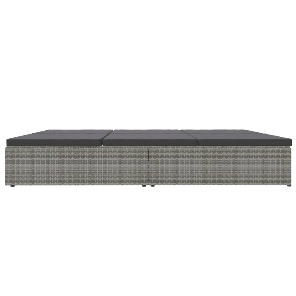 Chaise longue avec coussins en résine tressée gris foncé