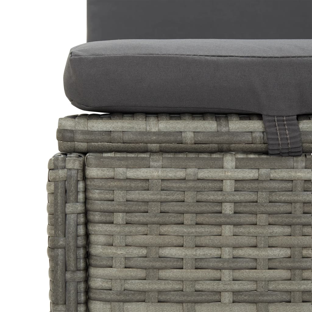 Chaise longue avec coussins en résine tressée gris foncé