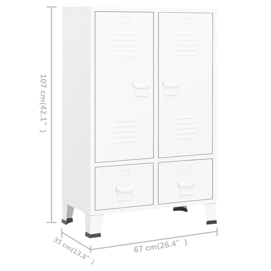 Armoire style industriel blanche 67x35x107 cm acier