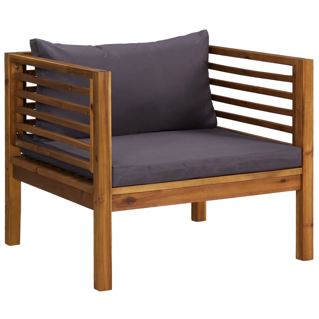 6-tlg. Garten-Lounge-Set mit Auflage Massivholz Akazie