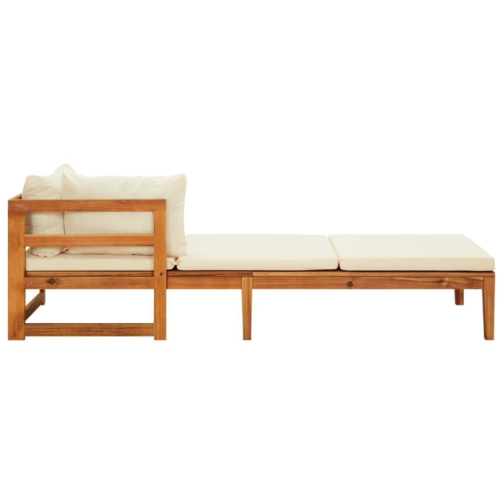 Sun loungers with cream-white cushions 2 pcs. Acacia wood