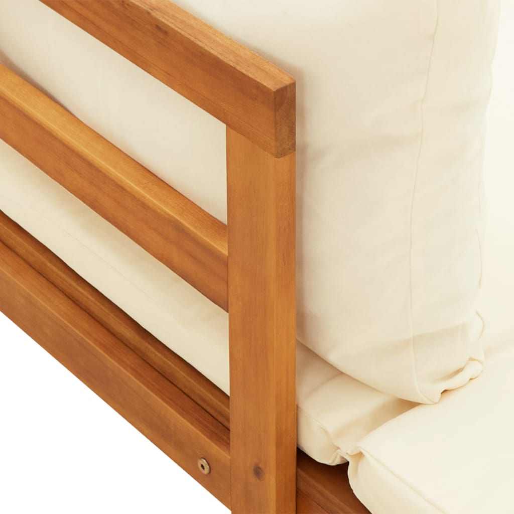 Sun loungers with cream-white cushions 2 pcs. Acacia wood