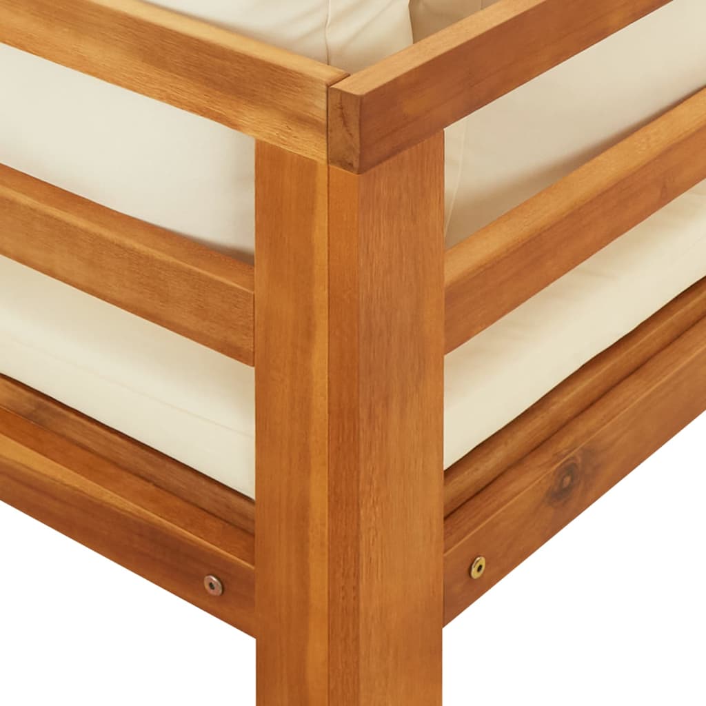 Sun loungers with cream-white cushions 2 pcs. Acacia wood