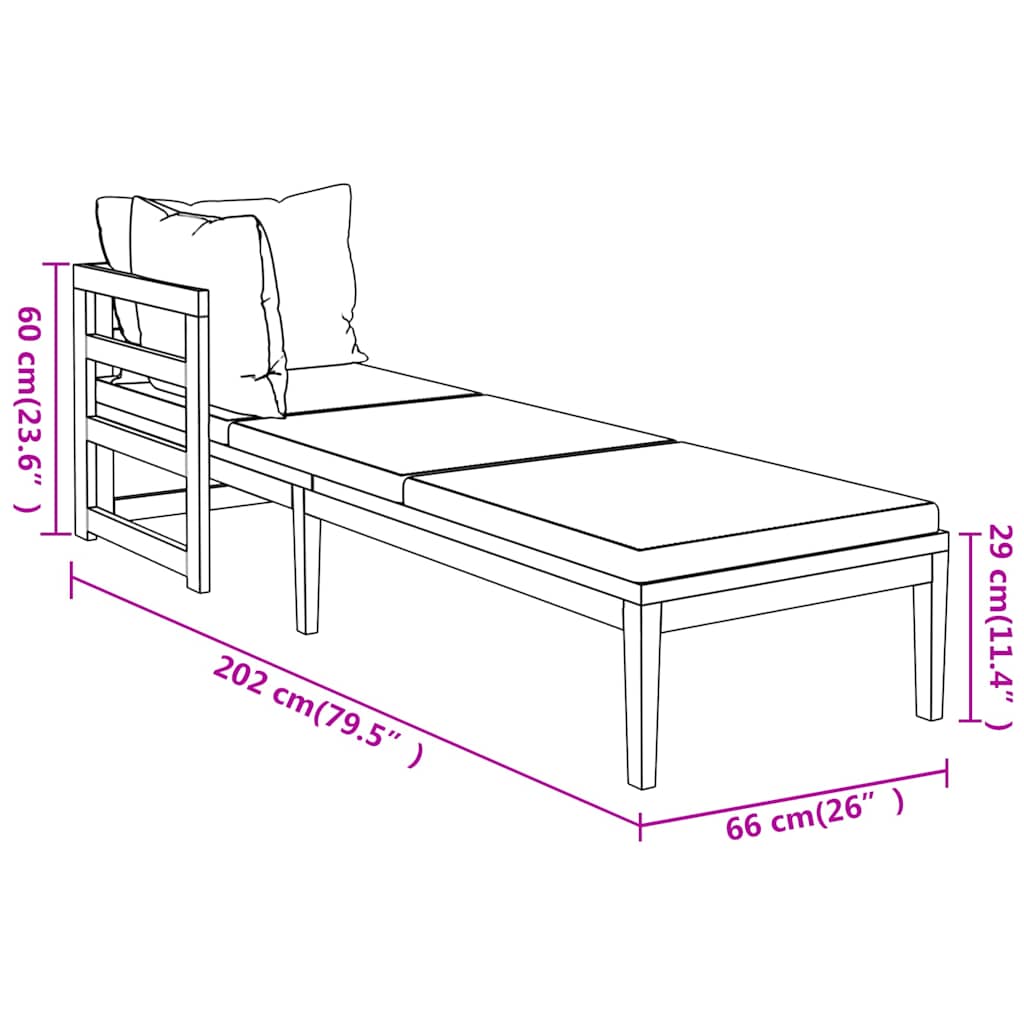 3-tlg. Garten-Lounge-Set mit Dunkelgrauen Kissen Massivholz Akazie