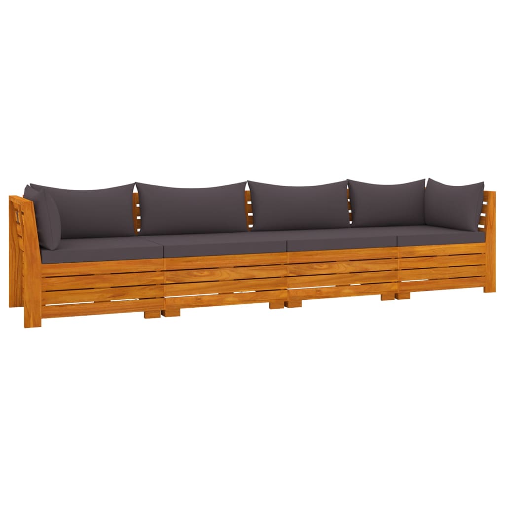 4-seater garden sofa with cushions solid acacia wood