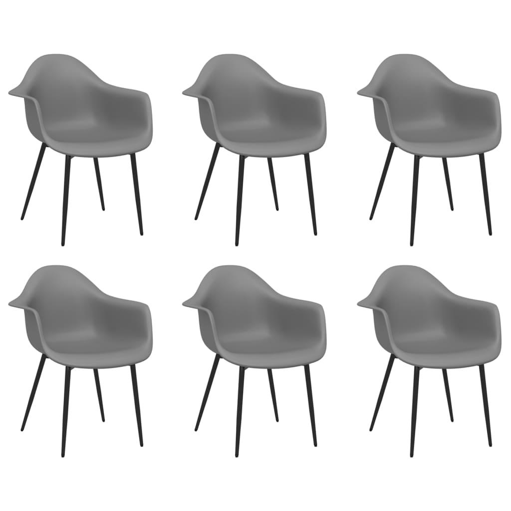 Chaises de salle à manger, lot de 6, en polypropylène gris
