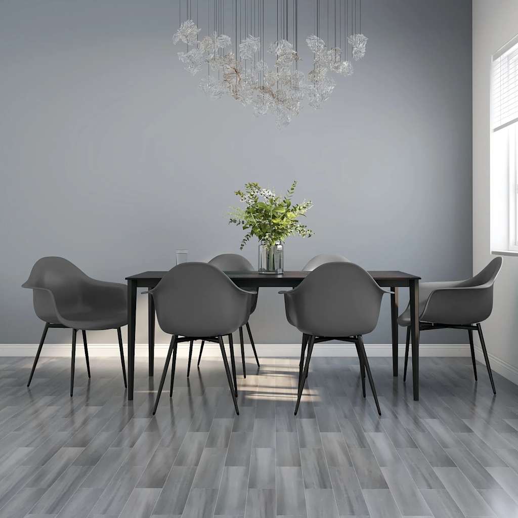 Chaises de salle à manger, lot de 6, en polypropylène gris