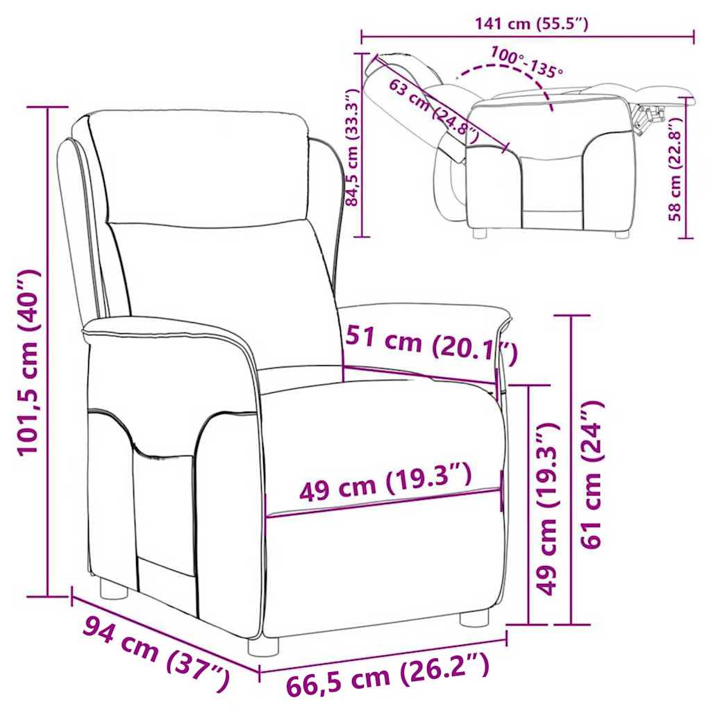 Relaxsessel Lila 67.5 x 93.5 x 101.5 cm Stoff