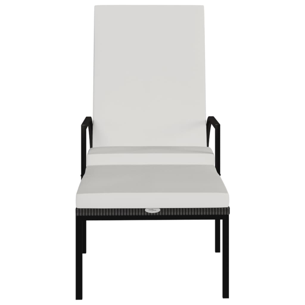 Chaises longues 2 pièces avec repose-pieds en rotin synthétique marron