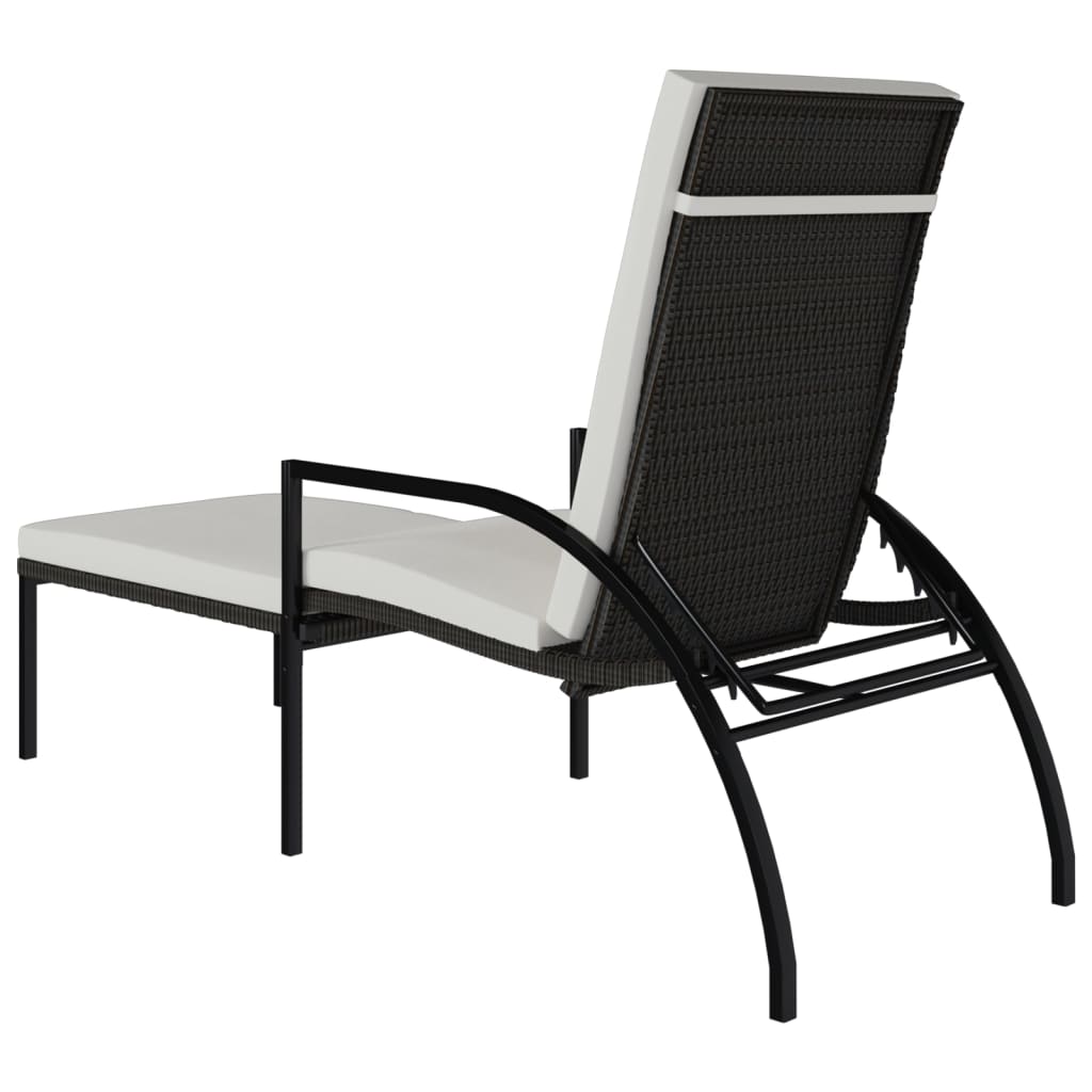 Chaises longues 2 pièces avec repose-pieds en rotin synthétique marron