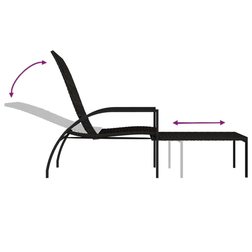 Chaises longues 2 pièces avec repose-pieds en rotin synthétique marron