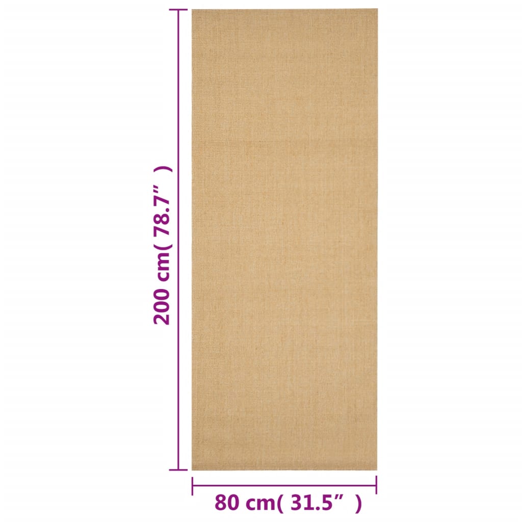 Natural sisal rug 80x200 cm