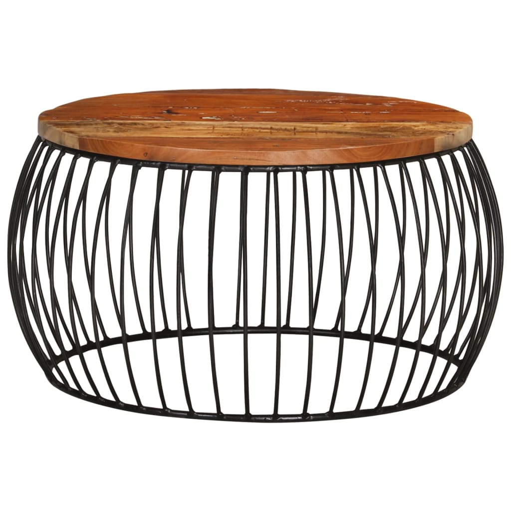 Table basse Ø68 cm en bois massif de récupération