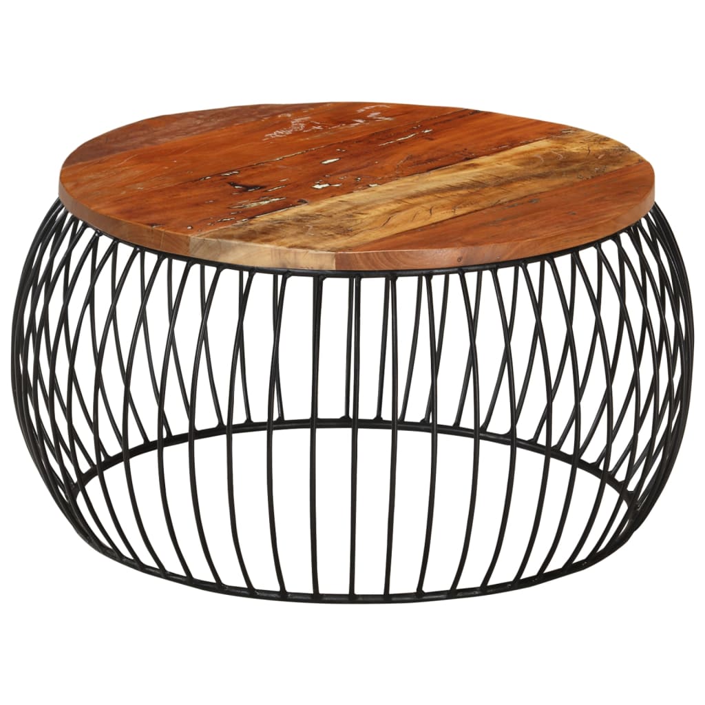 Table basse Ø68 cm en bois massif de récupération