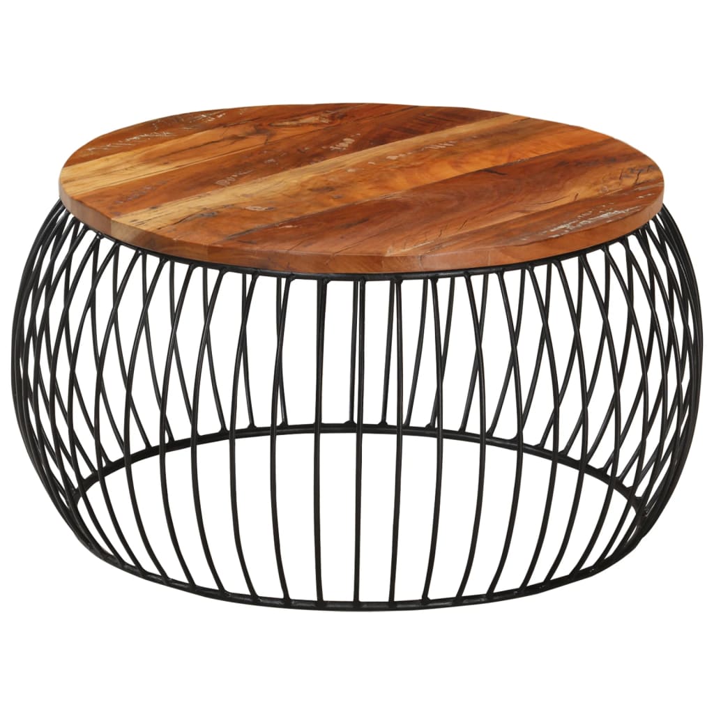 Table basse Ø68 cm en bois massif de récupération