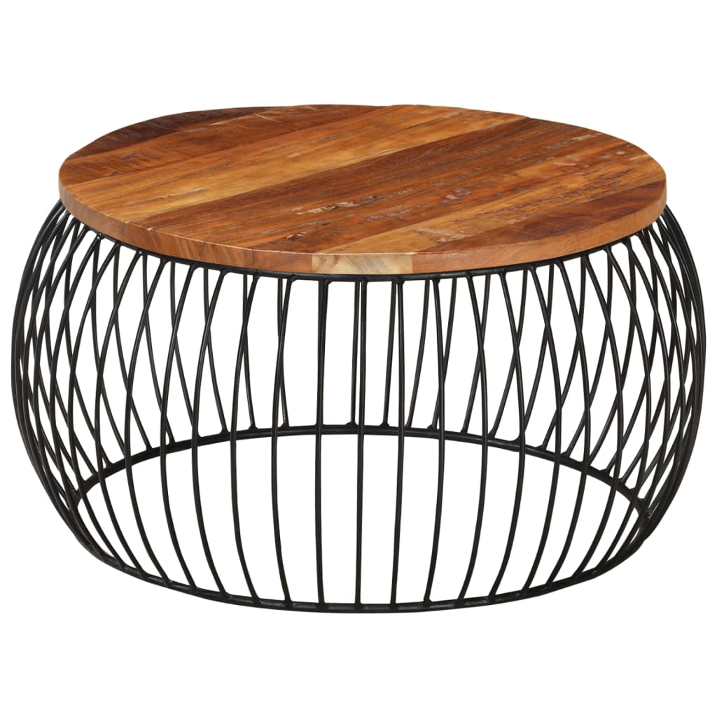 Table basse Ø68 cm en bois massif de récupération