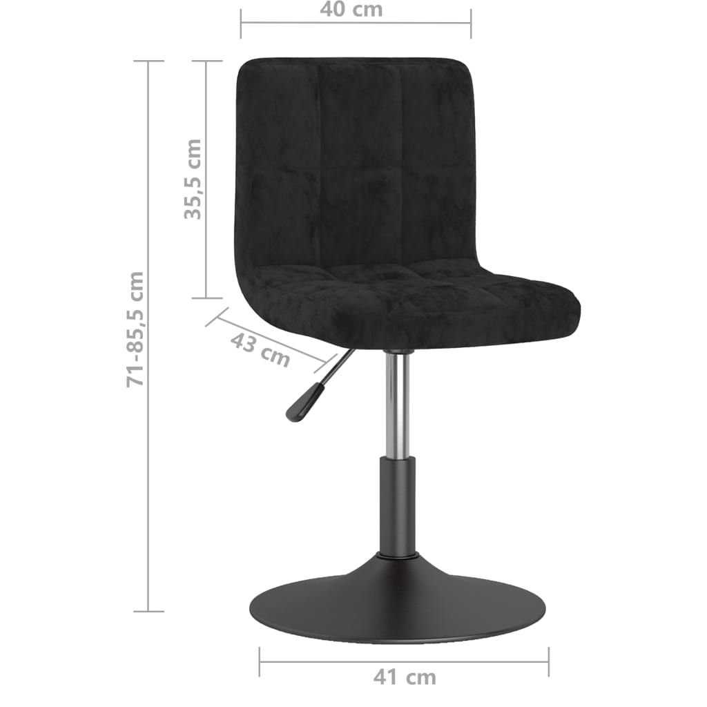 Chaise de salle à manger pivotante en velours noir