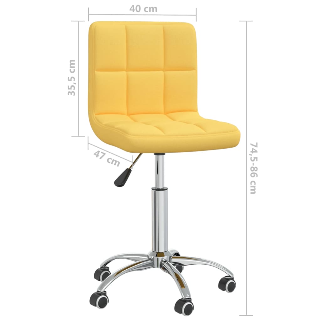 Chaise de salle à manger pivotante en tissu jaune moutarde